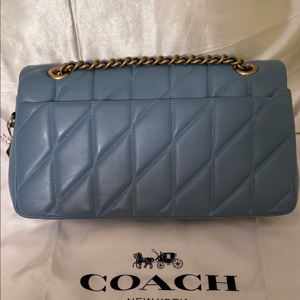 Coach Quilted Shoulder Bag in Light Blue with Gold Hardware - Picture 5 of 11